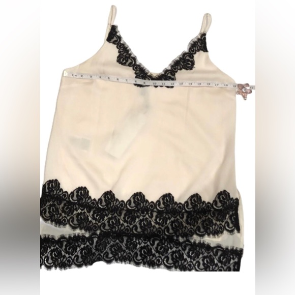 BCBG MAXAZRIA Helena High Low Lace-Trimmed Top Cream Black Sz M - Picture 7 of 11